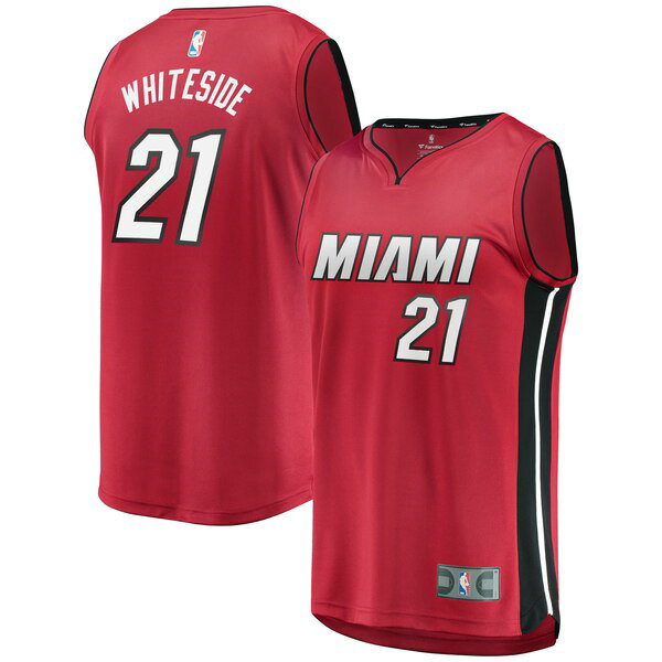 Maillot nba Miami Heat Statement Edition Homme Hassan Whiteside 21 Rouge